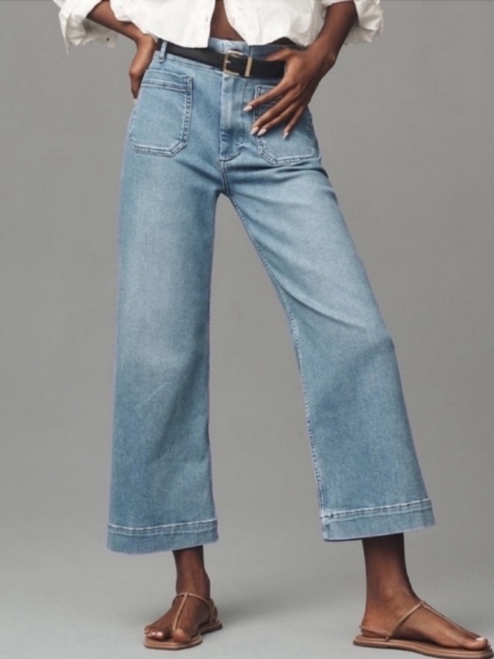 Maeve The Colette  Wide Leg Patch Pocket Cropped Ankle Jeans 28 Anthropologie